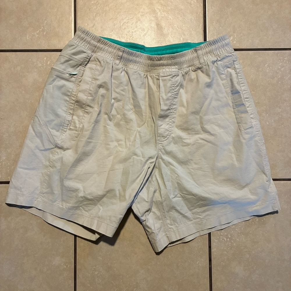 Birddogs Light Beige Shorts with Teal Waistband